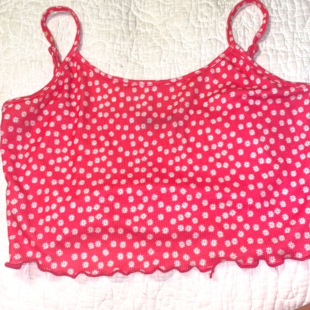 Pink white flower crop top Shein Large